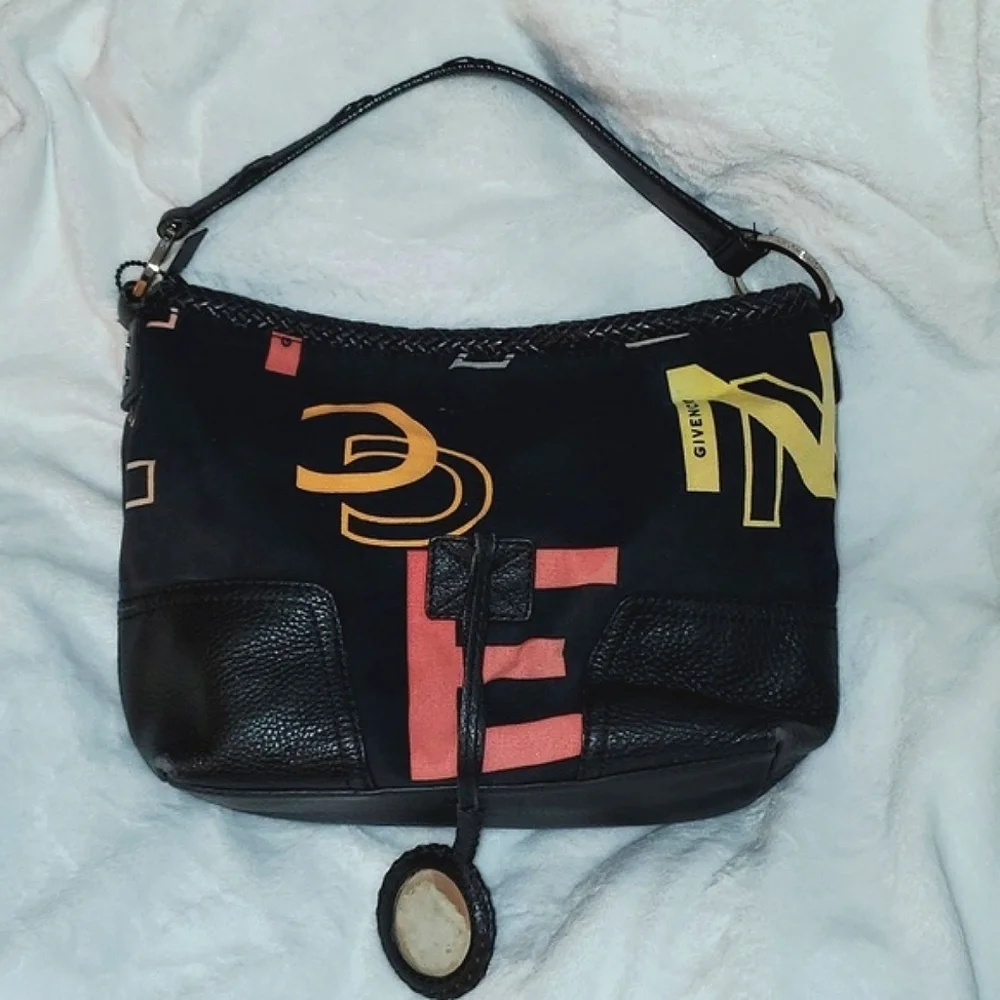 Givenchy Rare Vintage Monogram Logo Hobo Shoulder Bag Purse